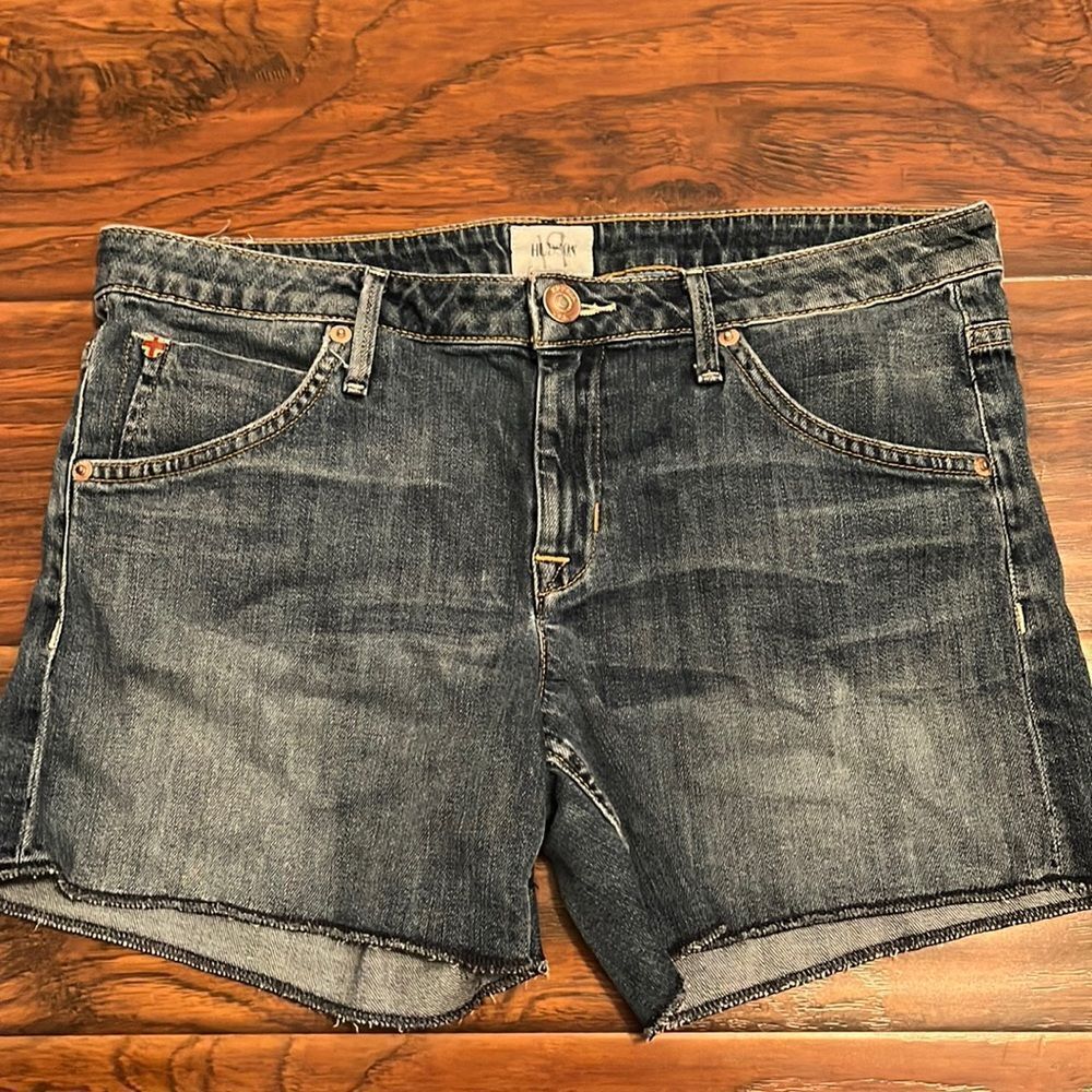 Hudson Cuffed Short Blue Denim Distressed Shorts Festival Concert Beach